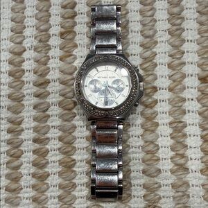 Michael Kors Silver Tone Watch with Crystal Details